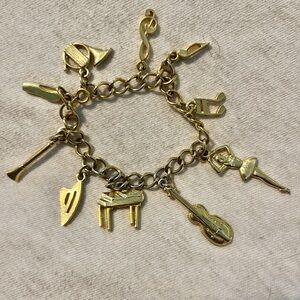 Girls Gold Tone Musical and Dancer Charm Bracelet